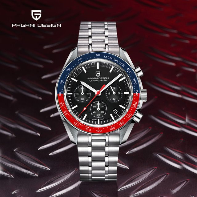 PAGANI DESIGN Chronograph, Quarz, Edelstahl, Schwarz, Herren - Bild 1