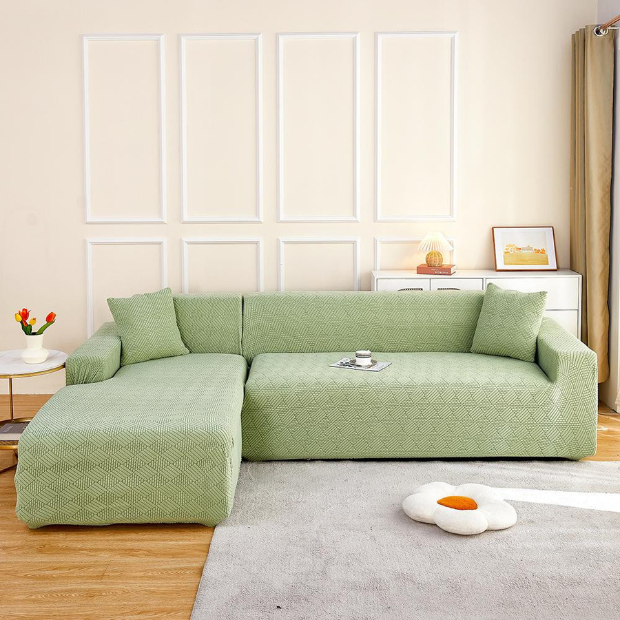 Airldianer Jacquard Ecksofa-Schonbezug für 3-Sitzer, dehnbar und rutschfest, Himmelblau, Breite: 195-230 cm - Bild 1
