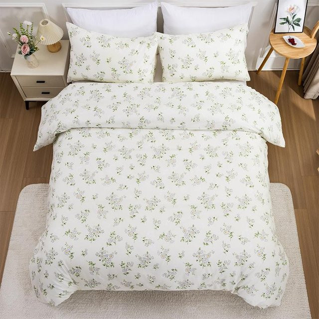 JMG Household Supplies 3-teiliges Bettwäsche-Set mit Blumenmuster in Weiß, nordisches Design aus Mikrofaser, B/H: 135 x 200 cm - Bild 1