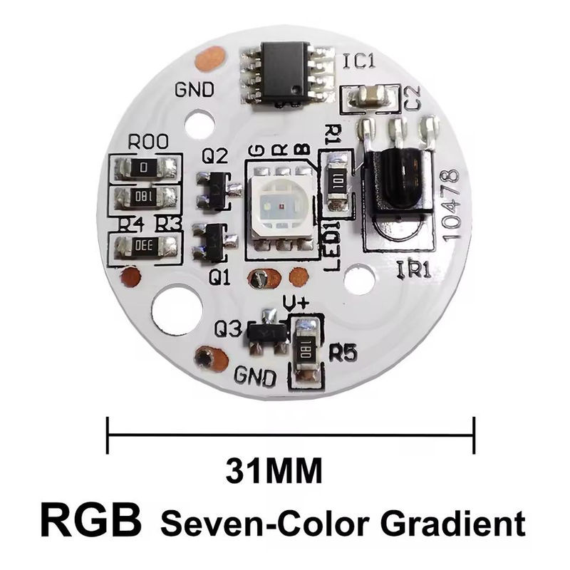 Zhen Qin Global RGB LED-Lampenplatine mit 24-Tasten Drahtlos-Fernbedienung, 3W, 5V Niederspannung, Multicolour, Durchmesser: 23 mm - Bild 4
