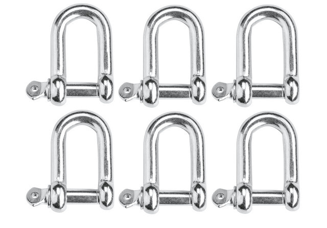 Parkside Karabiner- und Schäkel-Haken Set aus Edelstahl in Silber, 6er Set - Bild 1