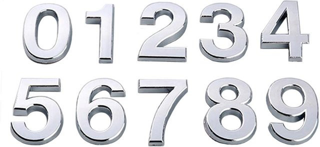 3D Hausnummern und Buchstaben aus Kunststoff in Silber für die Wohnungstür, Wangsad111, Höhe: 3,5 cm - Bild 1
