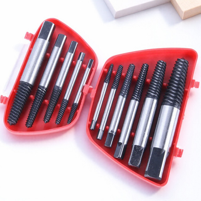 STONEGO Schraubendreher Extractor Set aus Carbonstahl mit Doppelseiten Bohrer Bits für gebrochene Schrauben, 5/6 Stück - Bild 1