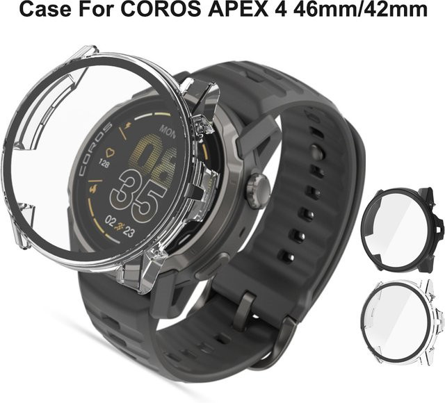 COROS Displayschutzfolie, PC-Stoßstange, Schwarz, 46 mm, 42 mm - Bild 1