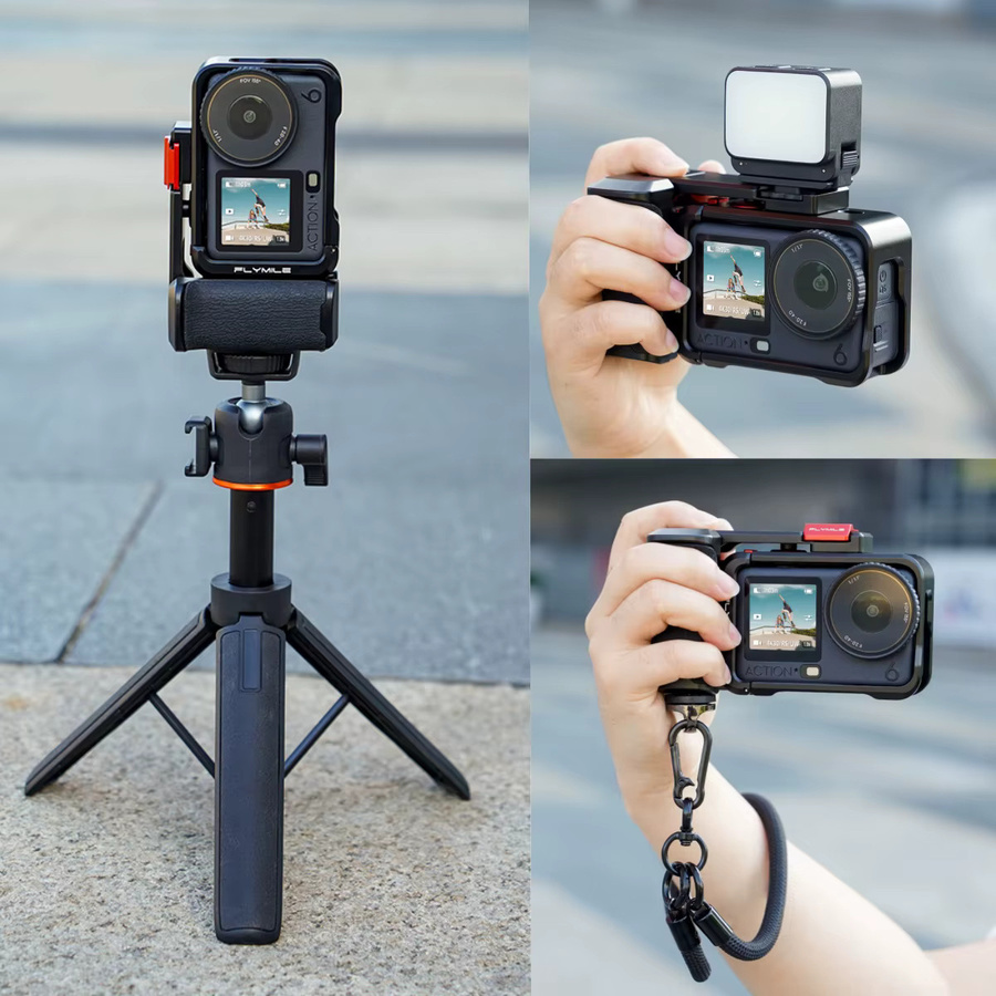 DJI Osmo Action 6 Schutzhülle Metallkäfig in Schwarz mit Schnellverschluss und Cold-Shoe-Erweiterung - Bild 2