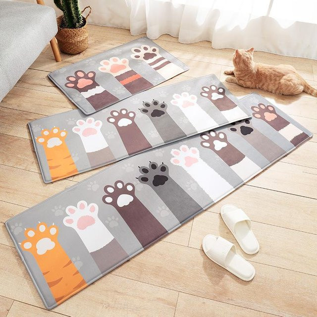 Rutschfeste Küchenfußmatte Lodestar mit Cartoon-Tierdesign aus Flanell und Memory-Foam, Mehrfarbig, B/T: 60 x 40 cm - Bild 1