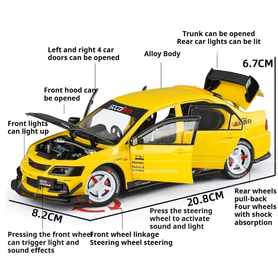 RMZ city Lancer Evolution IX RX7-FC Automodell, Maßstab 1:24, Metall - Bild 1