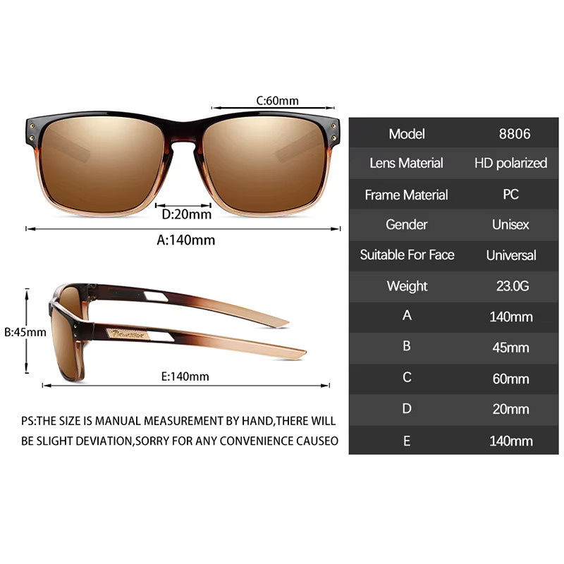 Ravenisa Sonnenbrille, Herren, quadratisch, Vollrand, TR90, schwarz, polarisiert - Bild 5