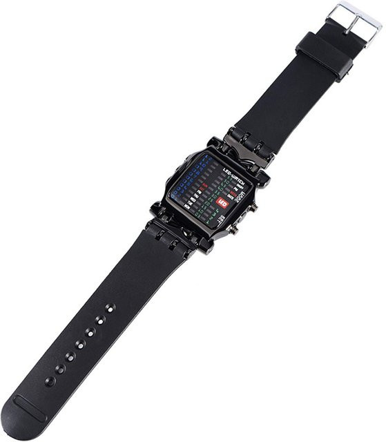 Digitaluhr, PU-Armband, Schwarz, Unisex, 40 mm - Bild 1