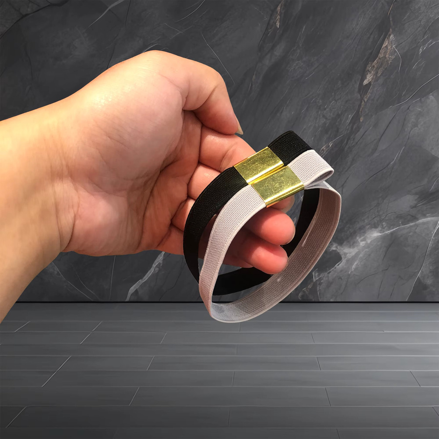 Buke Notebook Stifthalter mit elastischem Band und goldfarbener Metallschnalle in Grau und Gold - Bild 2