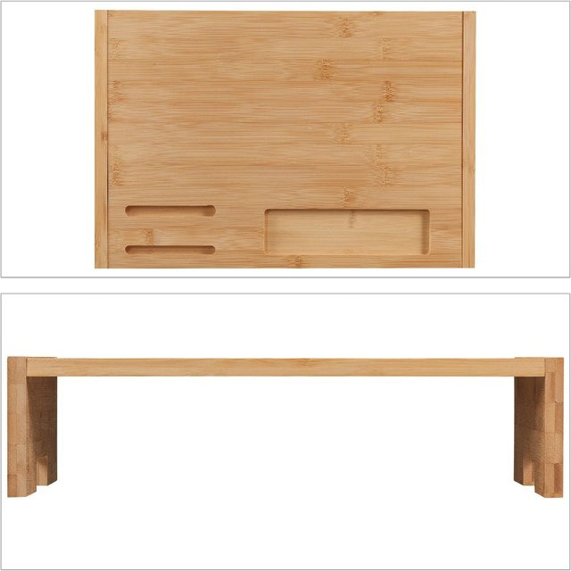 Relaxdays Monitorständer aus Bambus in Natur und Braun, B/T/H: 41 x 28 x 10,5 cm - Bild 1