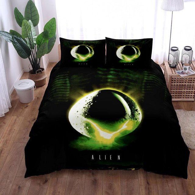 Binchi Outdoor Product Aliens Horrible Bettwäsche-Set aus Mikrofaser, Schwarz, B/H: 140 x 200 cm - Bild 1