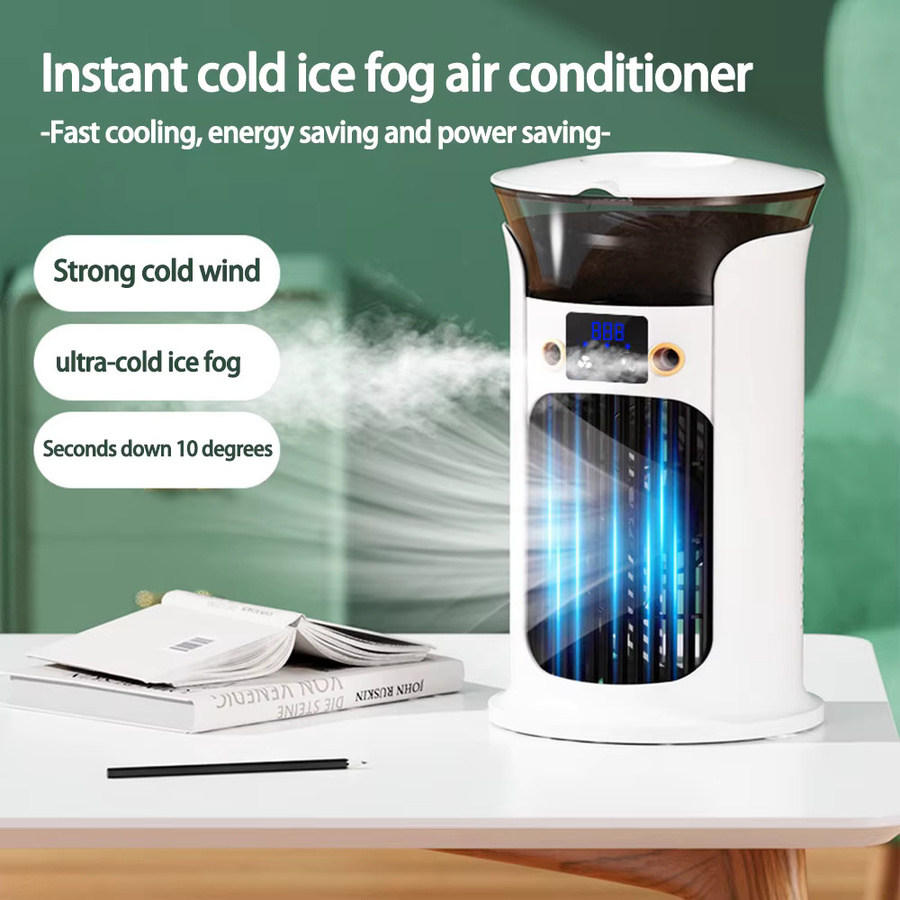 Houselin Mini Tragbare Klimaanlage und Luftbefeuchter mit USB-Anschluss und Nachtlampe in Grün und Weiß - Bild 5
