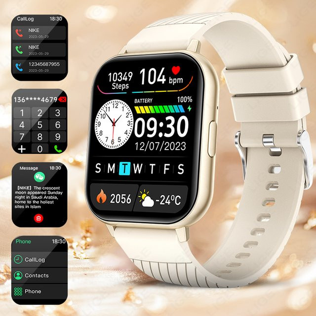 LIGE Smartwatch, 1,83 Zoll, Schwarz, Silikon, Unisex - Bild 1