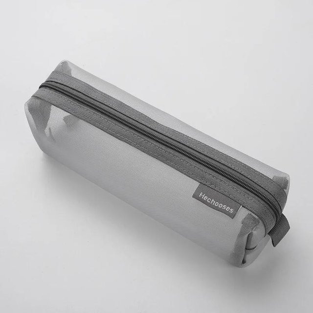 Binchi Outdoor Product Netz-Federmäppchen Transparent Grau als Ästhetisches Stifteetui für Schule und Büro - Bild 1