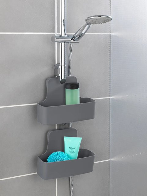 Wenko Duschcaddy Barcelona Anthrazit aus Kunststoff mit Drainage, B/T/H: 26 x 24 x 9 cm - Bild 1
