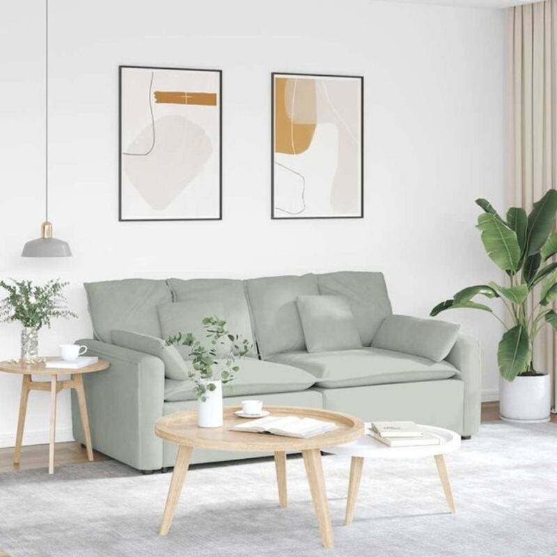 Modulares Sofa von vidaxl in Grau aus Samt mit Kissen und Metallgestell, wendbar und modern - Bild 1