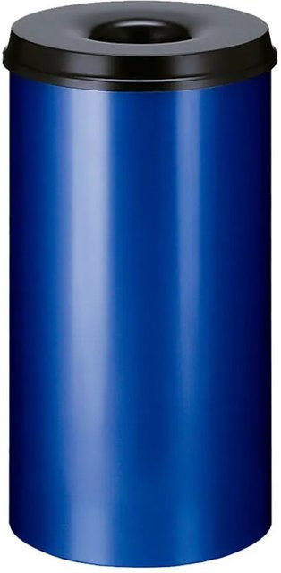 PROREGAL Selbstlöschender Papierkorb und Abfallsammler aus Metall, 50 Liter, Blau und Schwarz, Höhe: 63 cm, Durchmesser: 33,5 cm - Bild 1
