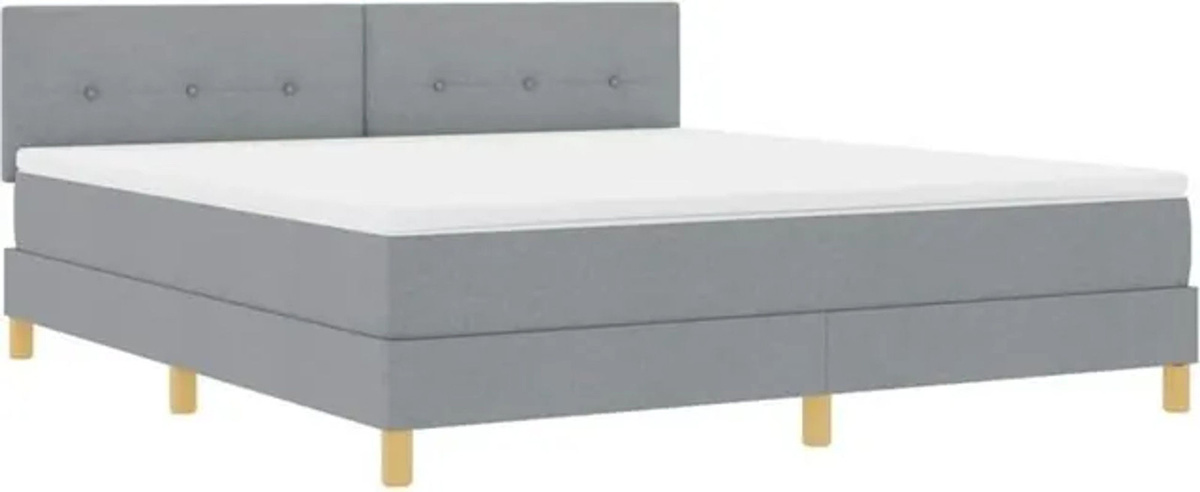 vidaXL Boxspringbett mit Matratze in Grau, modernes Design aus Stoff und Holzwerkstoff, B/T: 180 x 200 cm - Bild 1