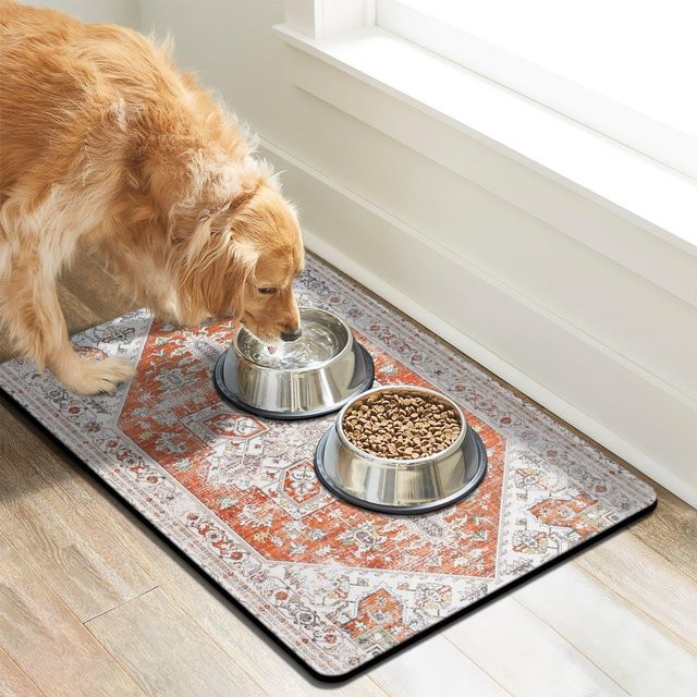 VIKAMA Rutschfeste und spritzwassergeschützte Futtermatte für Hunde und Katzen, Multicolor, B/T: 40 x 40 cm - Bild 1