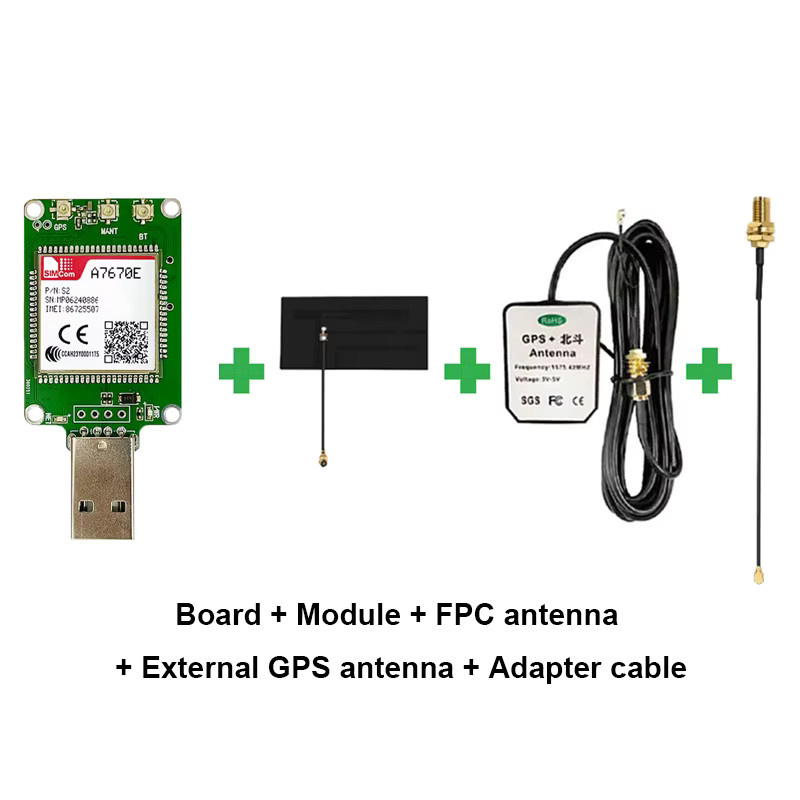 SIMcom A7672E A7670E USB-Dongle Breakout-Kit mit LTE CAT1 und GNSS Modul in Grün - Bild 1