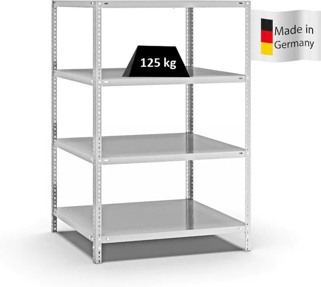 PROREGAL Fachbodenregal Light-Duty mit 4 Ebenen, beidseitig nutzbar, Lichtgrau, H x B x T: 150 x 100 x 80 cm - Bild 1