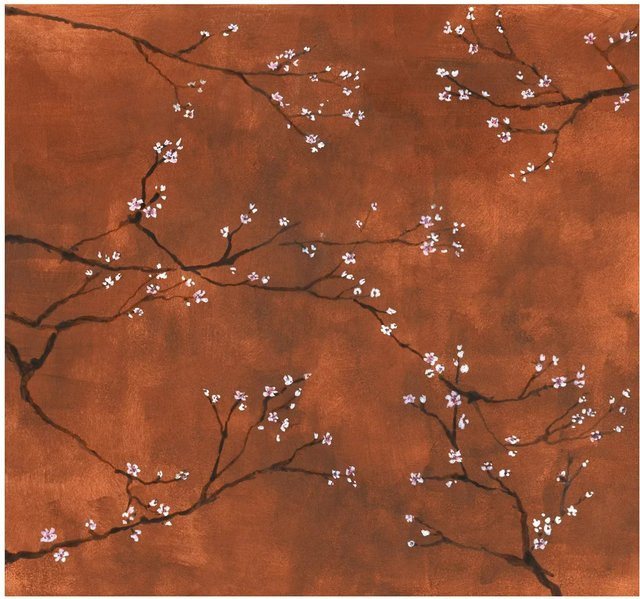 Art for the Home Fototapete Chinese Blossom in Terrakotta und Weiß mit Kirschblüten, Breite: 280 cm, Höhe: 300 cm - Bild 1