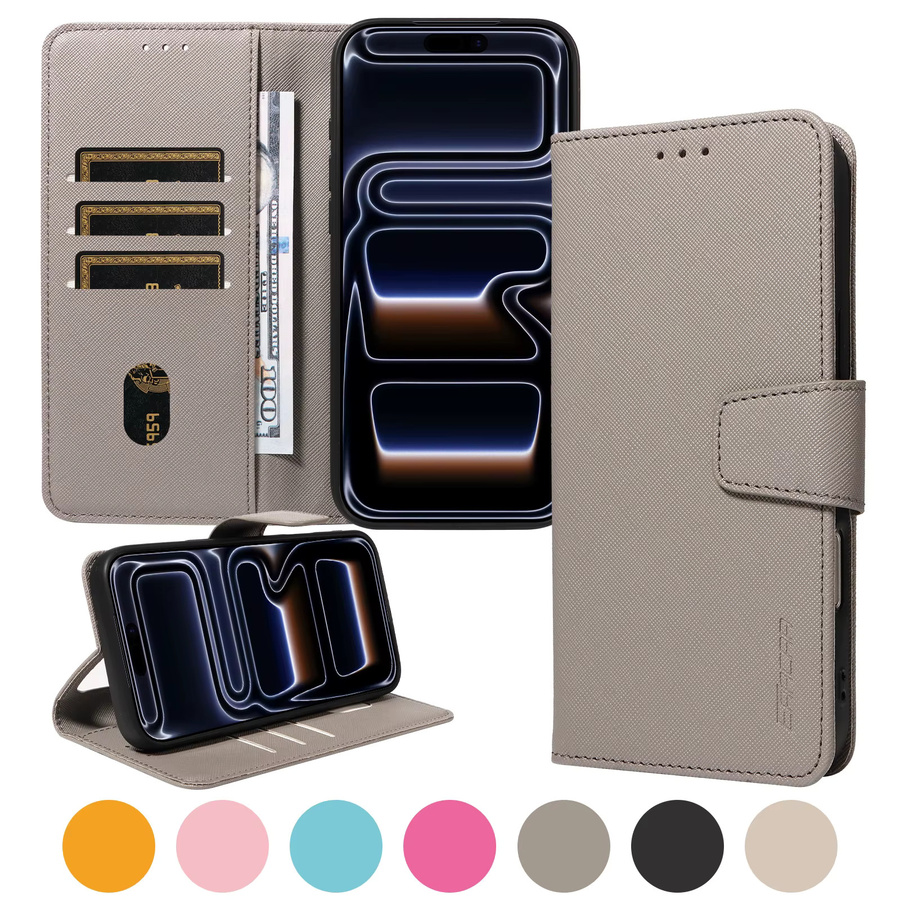 Magnetische Kunstleder Brieftaschen-Schutzhülle für Samsung Galaxy A56 A55 A36 A26 A16 A06 A05 A54 A53 A52 in Grau mit Standfunktion - Bild 3