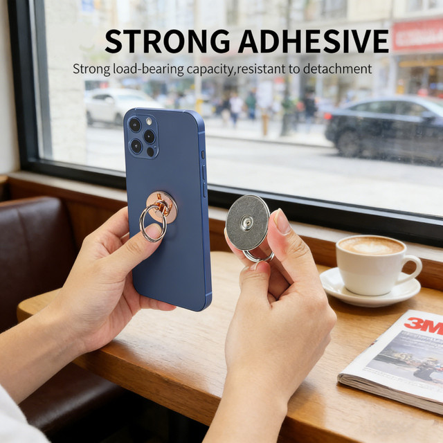 WSSHE Ultradünner Metallring für Handyhalter aus Edelstahl in Silber mit 360-Grad-Drehung als Aufkleber für deine Smartphone-Hülle - Bild 1