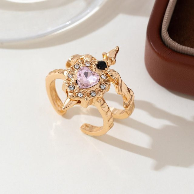 YULIN Ringe Herz und Schwert, Messing, Gold, Unisex, verstellbar - Bild 1