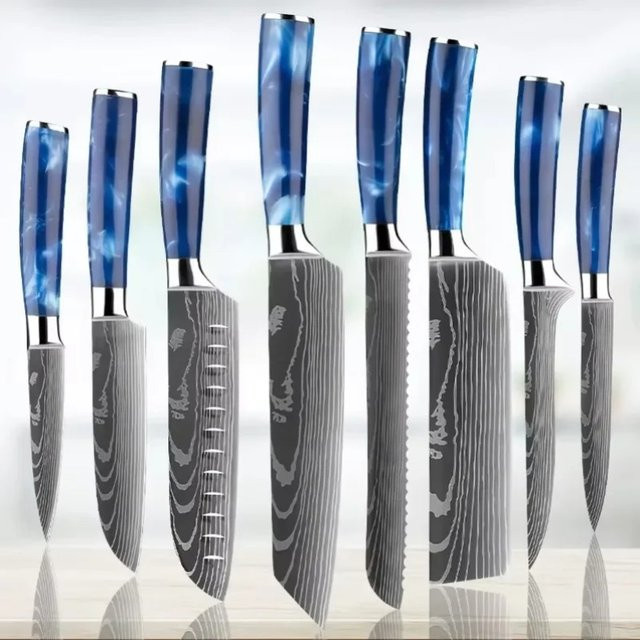 GuanQi Santoku Kochmesser aus Damaskus-Stahl mit Kunstharzgriff - Bild 1