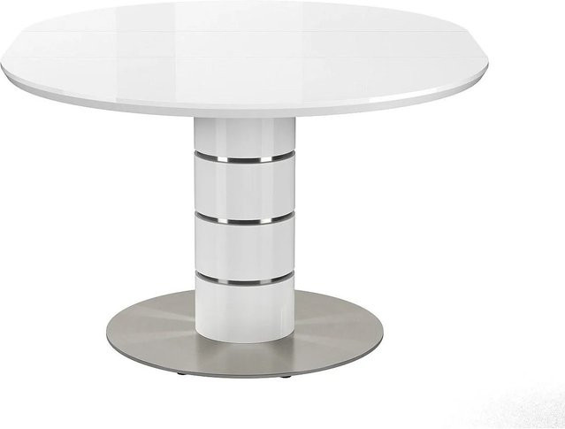Vente-unique Esstisch Cusco modern aus MDF und Edelstahl in Weiß, ausziehbar, B/T/H: 160 x 120 x 76 cm - Bild 1