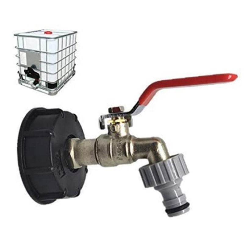 TOMTOP JMS IBC-Wannenadapter aus Messing mit 1/2 Zoll Wasserhahn-Auslassventil für Gartenschläuche, Silber - Bild 4