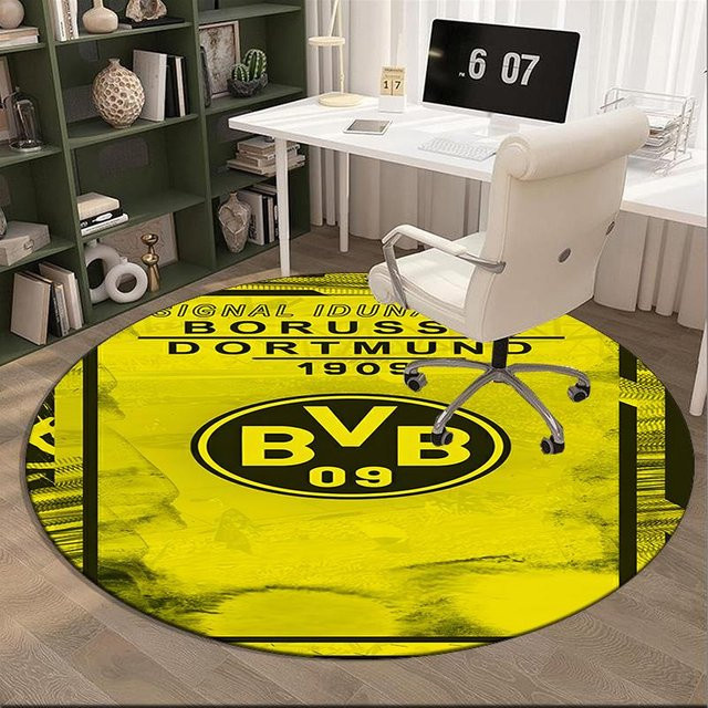 Runder BVB Fußball Design Teppich von Celest Bazaar C, Gelb, Durchmesser: 120 cm - Bild 1
