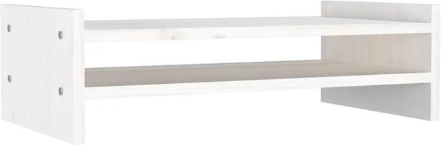 vidaXL Monitorständer aus Kiefer Massivholz in Weiß B/T/H: 50 x 27 x 15 cm - Bild 1