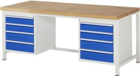 Rau Werkbank höhenverstellbar mit 8 Schubladen, B/T/H: 200 x 90 x 84-104 cm - Bild 1