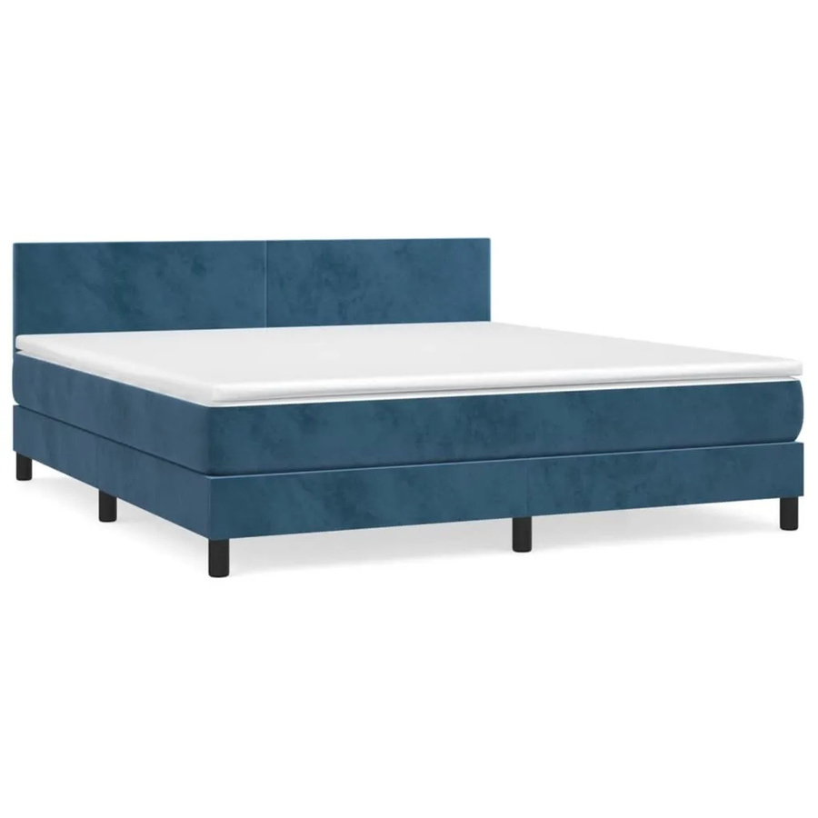 vidaXL Boxspringbett mit Matratze Dunkelblau Samt B/T/H: 160 x 200 cm - Bild 2