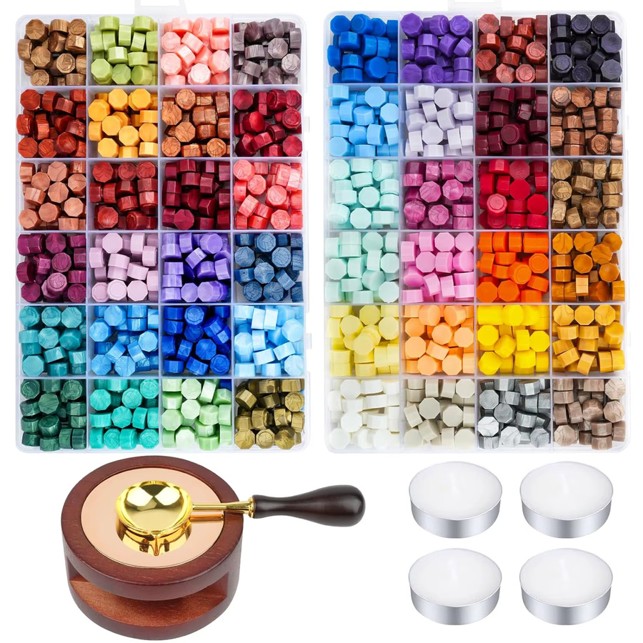 48 Farben Siegelwachsperlen Set in Multicolor für Stempelsiegel und Hochzeitseinladungen - Bild 2