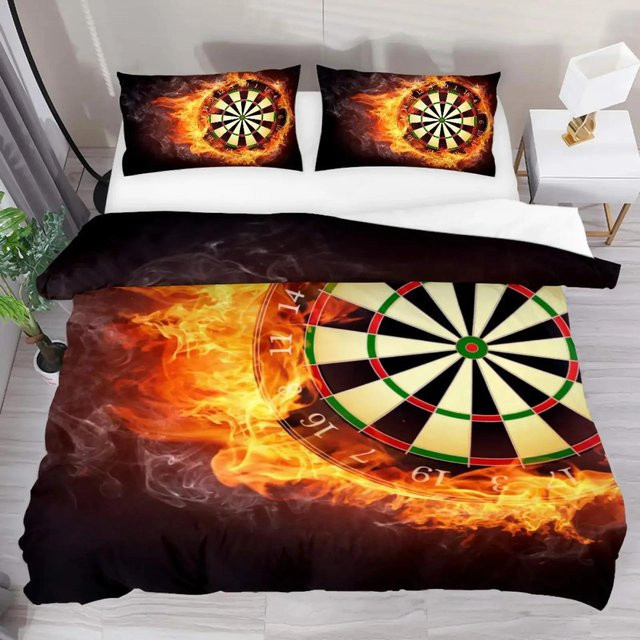 Lodestar Bettwäscheset mit Dartscheiben-Motiv, Blitz- und Flammen-Design, Farbe: Schwarz, B/H: 70 x 133 cm - Bild 1