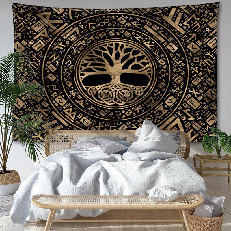 Super Six Wandtapisserie Rune Levensboom Abstrakt Bohemian Wandbehang Mehrfarbig B: 200 cm, H: 150 cm - Bild 4