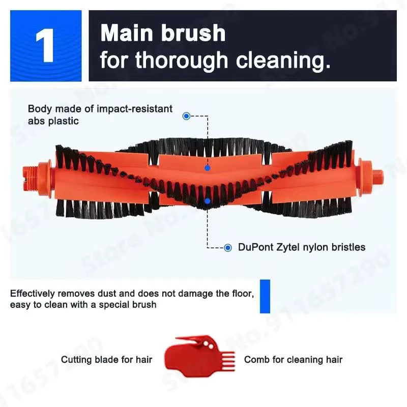 QIXIAO Zubehör-Set für Xiaomi Mijia Roboter-Staubsauger Mop 2S 3C Mi Roboter-Staubsauger Mop P mit Hauptbürste, Seitenbürste und Filtern - Bild 2