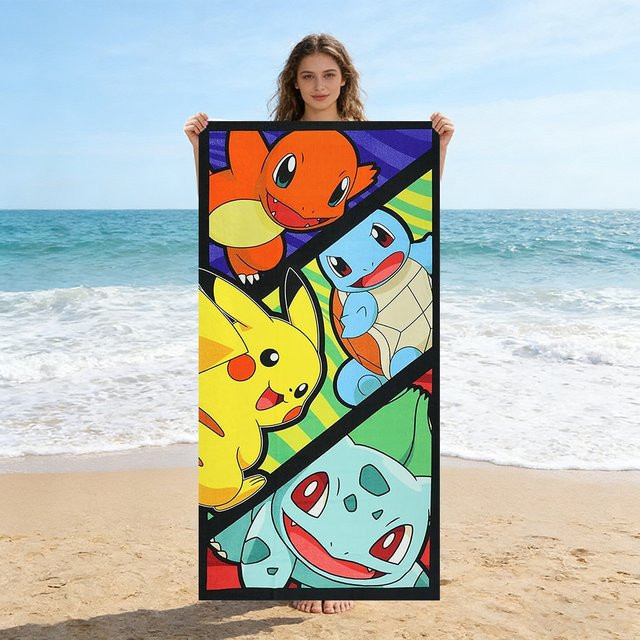 Potdemiel Pokemon Strandtuch, schnelltrocknend und saugfähig, Multicolour - Bild 1