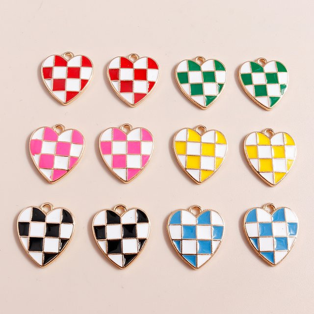 Charms Herzen Emaille, bunt, Messing, Unisex - Bild 1
