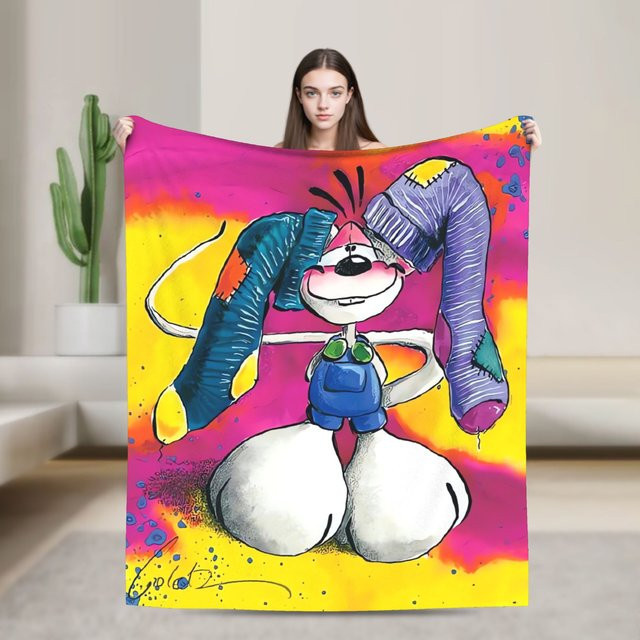 Potdemiel Diddlina Decke mit Cartoon-Muster, weiche Tagesdecke für Winter und Reise, Mehrfarbig - Bild 1