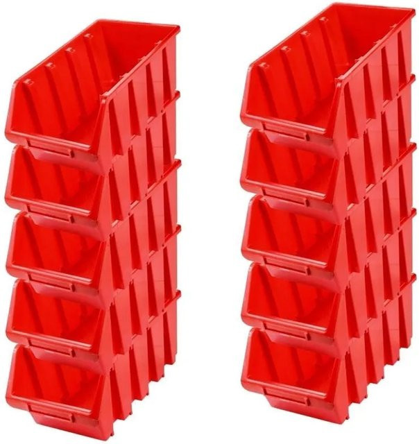 PROREGAL SuperSparSet 10x Sichtlagerboxen aus Polypropylen in Rot, H x B x T: 15,5 x 20,4 x 34 cm - Bild 1