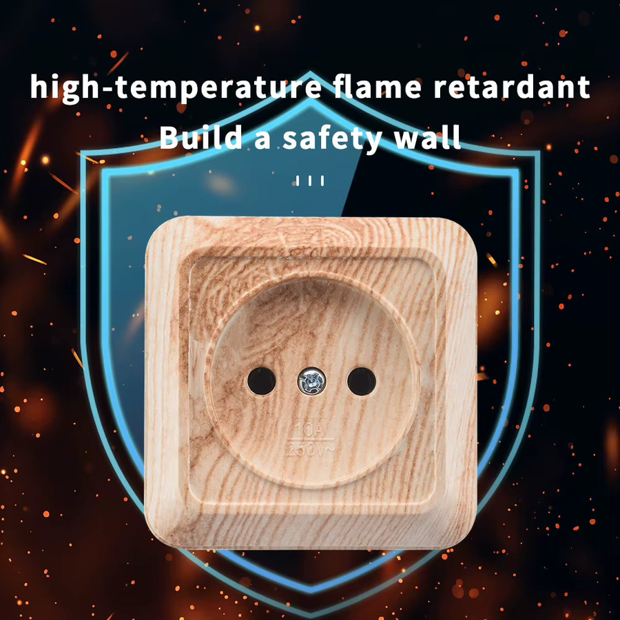 WESA Elektrische Wandsteckdose aus Holz in Braun mit Kunststoffelementen, flammhemmend, 250 V, EU-Standard - Bild 4