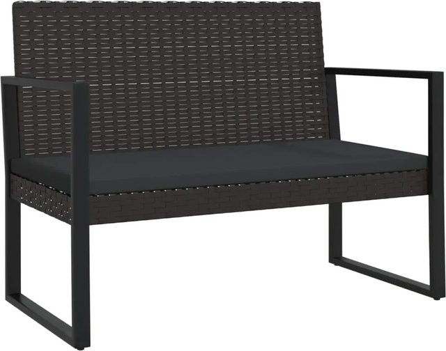 vidaXL Gartenbank aus Poly Rattan mit Kissen in Schwarz, Breite: 106 cm - Bild 1