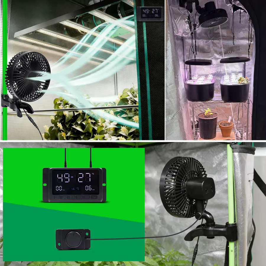 GRAXGROW Pflanzen-Gewächshaus-Zeltventilator mit Clip, 12W, Schwarz, App-Steuerung möglich - Bild 6