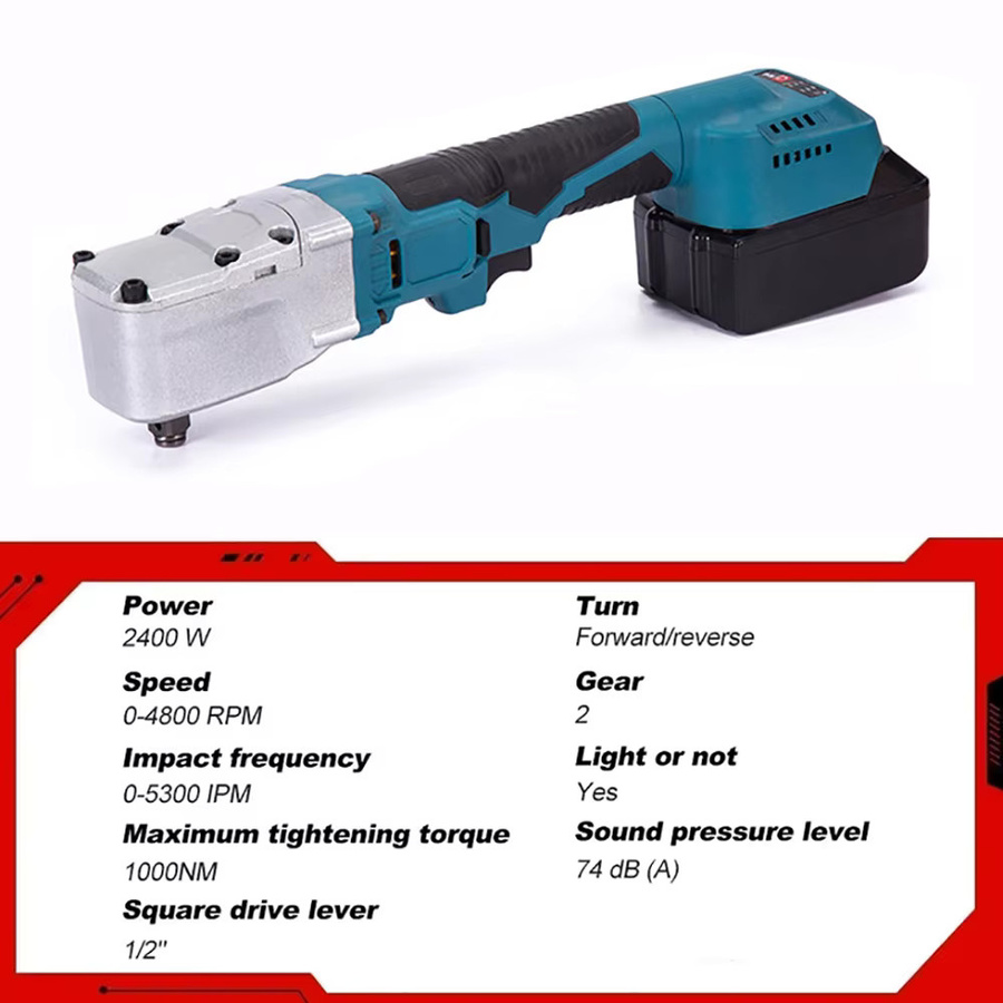 Bürstloser elektrischer Ratschenschlüssel 1/2 Zoll von Makita für 18V Akkus in Blau mit 1000NM Drehmoment und 4800RPM für die Autoreparatur - Bild 4