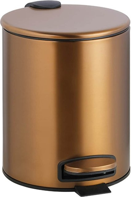 Brillantbad BAMBER Abfalleimer aus Edelstahl in Gold Kupfer matt mit Pedal, 5 Liter, B/T/H: 26,0 x 26,5 x 26,5 cm - Bild 1